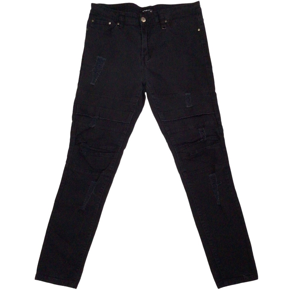Kayden K Men’s Moto Biker Distressed Skinny Jeans Size 34